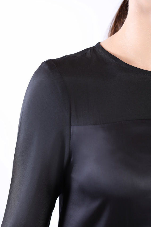 Black silky lyocell blouse